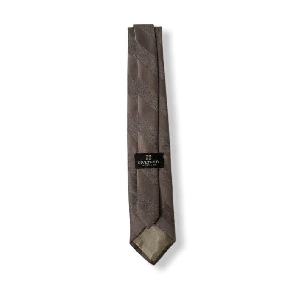 Givenchy Monsieur Men’s Dress Tie Classic Fit Brown Striped 56" X 4" - Picture 3 of 4